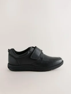 Next Black Wide Fit (G) Leather 1 Strap Touch Fastening School Shoes^BOY School Shoes|Boys Shoes