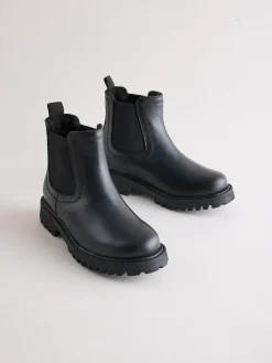 Next Wide Fit (G) Leather Warm Lined Chelsea Boots^BOY School Shoes|Boys Shoes
