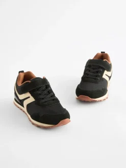 New Next Wide Fit (G) One Strap Elastic Lace Trainers Black