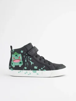 Next Black Wide Fit (G) Pokemon Elastic Lace High Top Trainers
