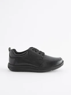 Discount Next Black Wide Fit (G) School Leather Lace-Up Shoes