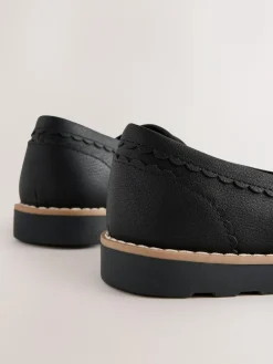 New Next Black Wide Fit (G) School Loafers