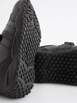 Clearance Next Black Wide Fit (G) School Leather Elastic Lace Shoes