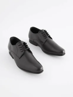 Online Next Black Wide Fit (G) School Leather Lace Up Shoes