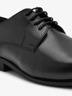 Online Next Black Wide Fit (G) School Leather Lace Up Shoes