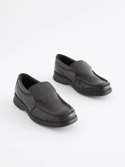 Next Black Wide Fit (G) School Leather Loafer Shoes^BOY Shoes|School Shoes