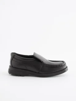 Next Black Wide Fit (G) School Leather Loafer Shoes^BOY Shoes|School Shoes
