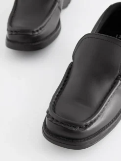 Next Black Wide Fit (G) School Leather Loafer Shoes^BOY Shoes|School Shoes