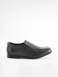 Next Black Wide Fit (G) Slip On Leather Loafer School Shoes^BOY School Shoes|Boys Shoes