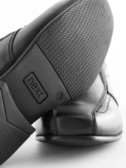 Next Black Wide Fit (G) Slip On Leather Loafer School Shoes^BOY School Shoes|Boys Shoes