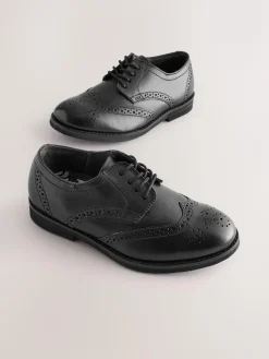 Next Wide Fit (G) Smart Leather Brogue Shoes^BOY School Shoes|Boys Shoes