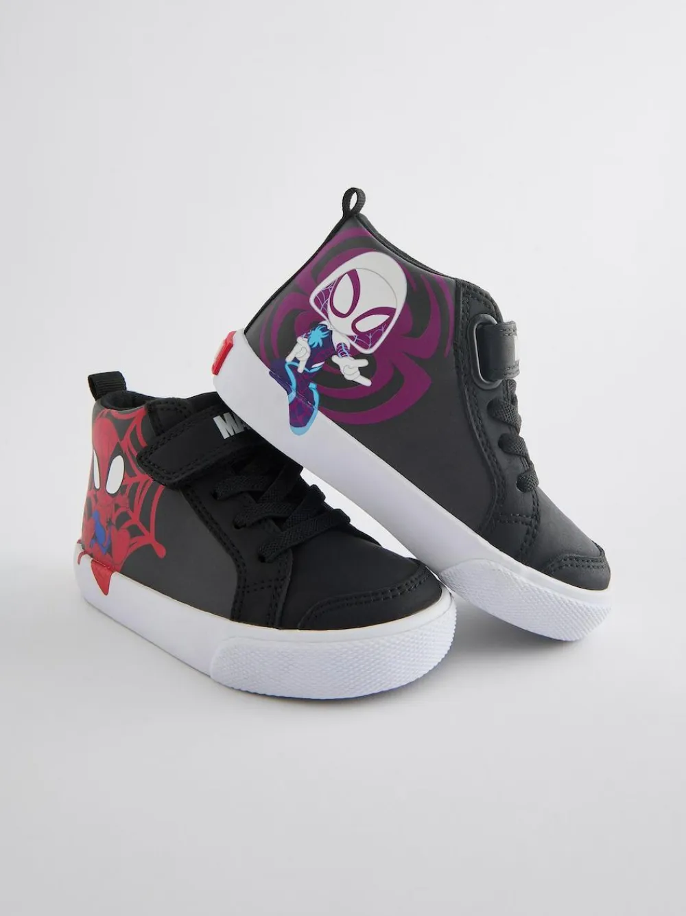 Next Black Wide Fit (G) Spidey and Friends Elastic Lace Touch Fastening Boots^BOY Baby Boots|Boots