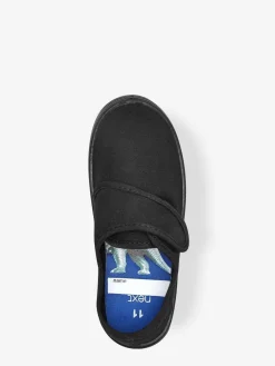 Next Black Wide Fit (G) Touch Fastening Plimsoll School Shoes