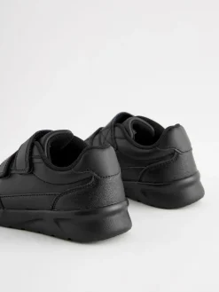 Hot Next Black Wide Fit (G) Touch Fastening Leather School Shoes