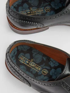 Discount Next Wide Fit Leather Contrast Sole Brogue Shoes Black