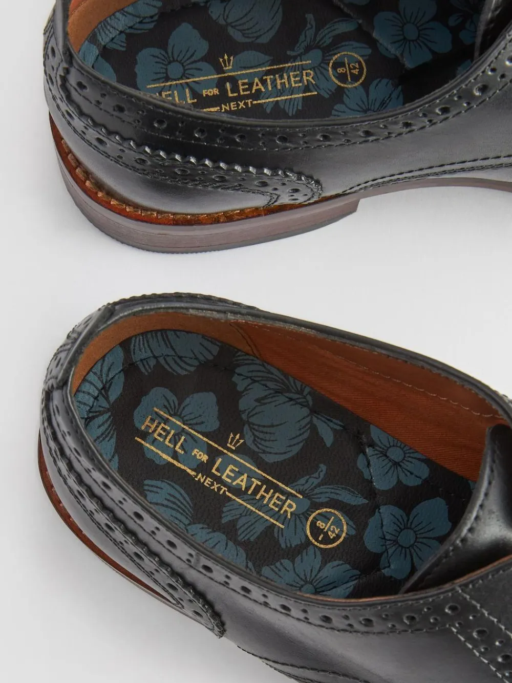 Discount Next Wide Fit Leather Contrast Sole Brogue Shoes Black