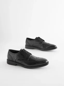 New Next Wide Fit Leather Derby Brogues Black