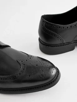 New Next Wide Fit Leather Derby Brogues Black