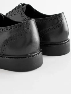 New Next Wide Fit Leather Derby Brogues Black