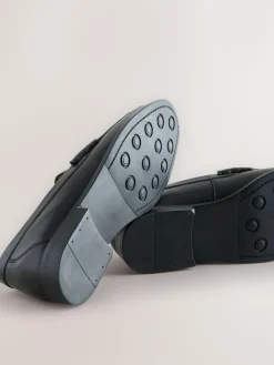 Next Wide Fit Leather Penny Loafers Black