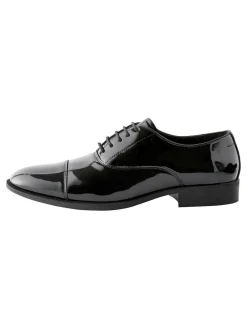 Next Black Wide Fit Patent Oxford Toe Cap Shoes^ Shoes