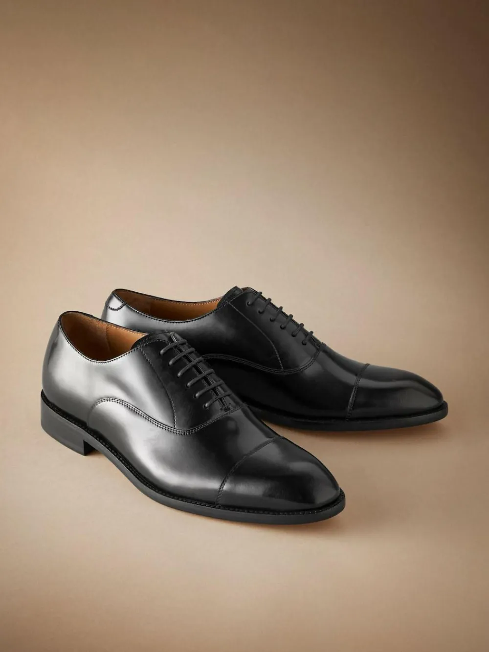 Clearance Next Black Wide Fit Signature Leather Sole Oxford Toe Cap Shoes