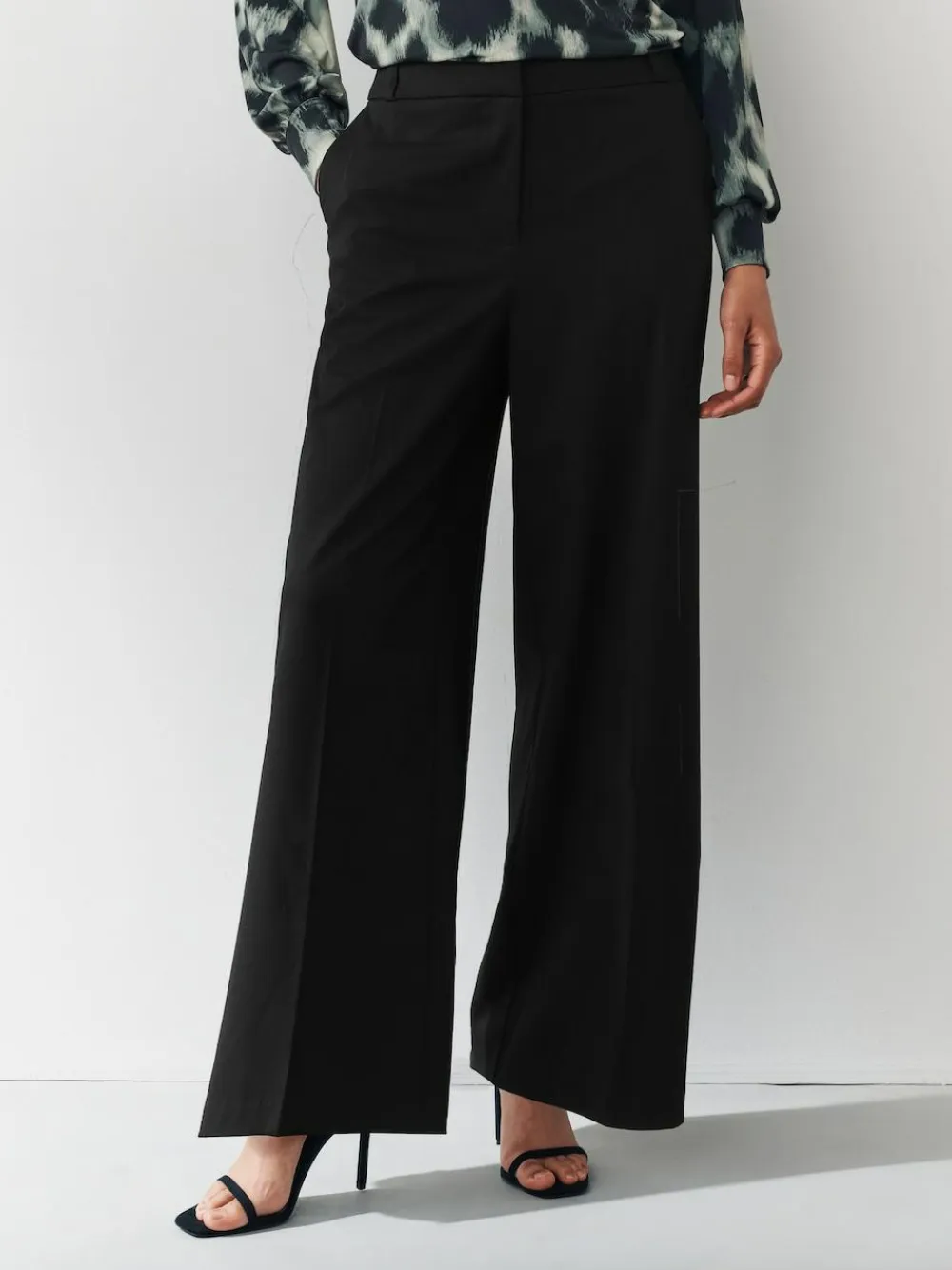 Next Black Wide Leg Tailored Trousers^Women Pants