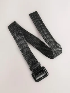 Next Black Wide Raffia Effect Belt^Women Belts