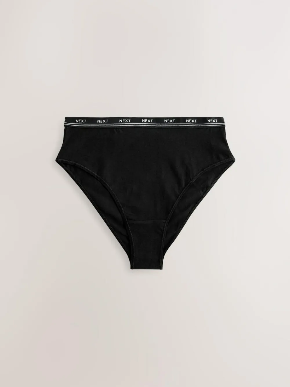 Hot Next Black with Black Logo High Rise High Leg Cotton Logo Knickers 4 Pack