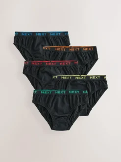 Sale Next 100% Cotton Briefs 5 Pack (1.5-16yrs) Black with Bright Jacquard Waistband