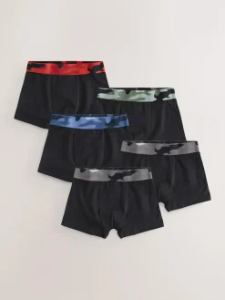 Hot Next Boxers 5 Pack (2-16yrs) Black with Camo Waistband
