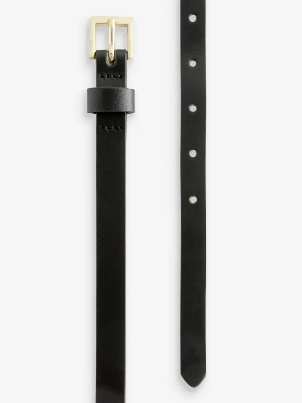 Next Black with Gold Skinny Leather Belt^Women Belts