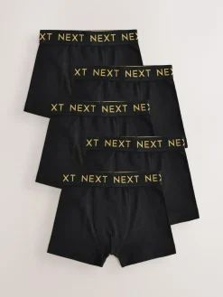 Next Black with Gold Waistband Trunks 5 Pack (1.5-16yrs)
