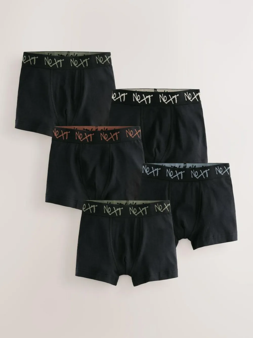 Next Black with Grafitti Waistband Trunks 5 Pack (1.5-16yrs)^BOY Underwear