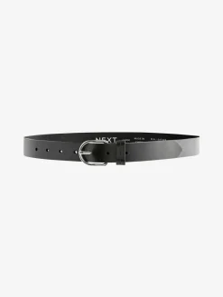 Next Black with Silver Regular Leather Belt^Women Belts