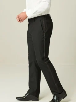 Next Black with Tape Detail Tailored Fit Tuxedo Suit Trousers^ Pants & Chinos