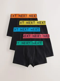 Online Next Black with Varsity Waistband Trunks 5 Pack (1.5-16yrs)