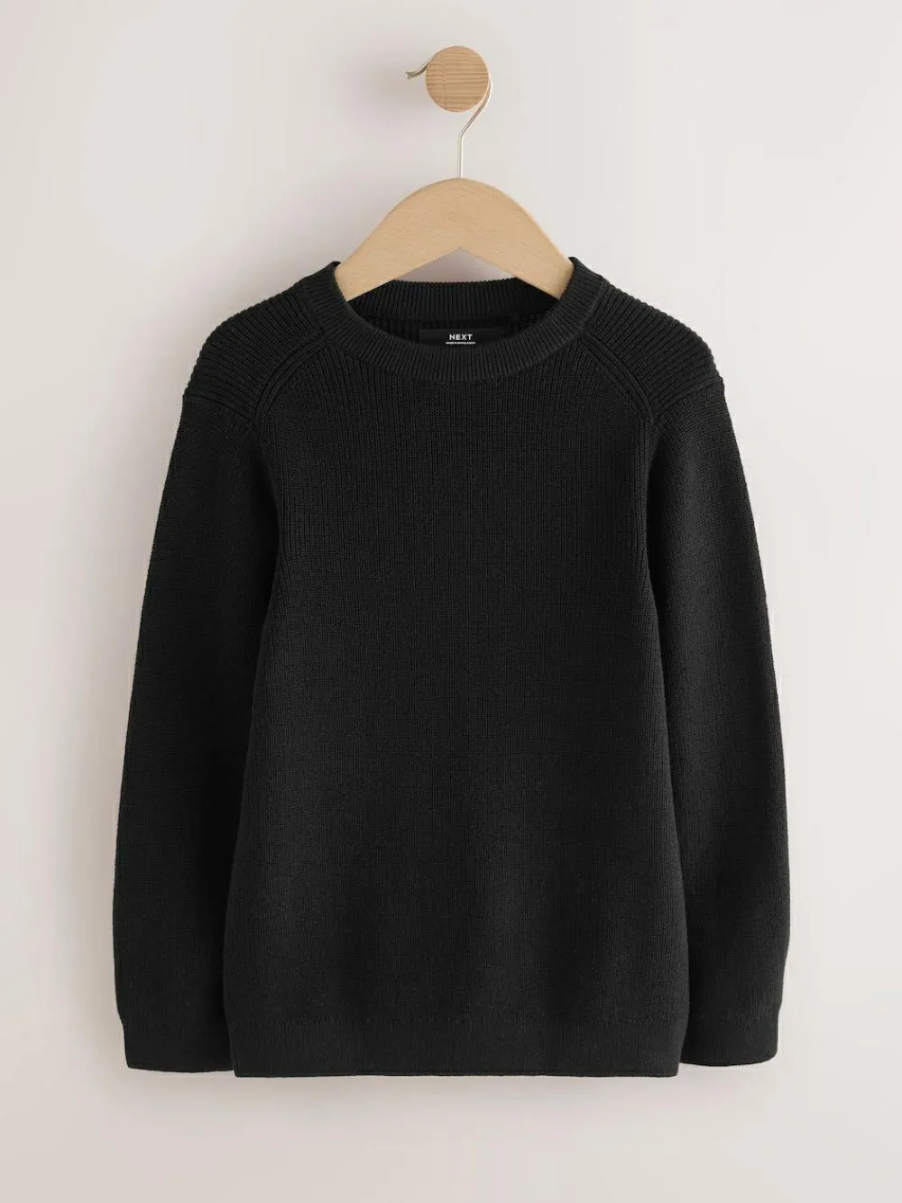 Online Next Black Without Stag Cotton Crew Neck Knitted Jumper (3-16yrs)