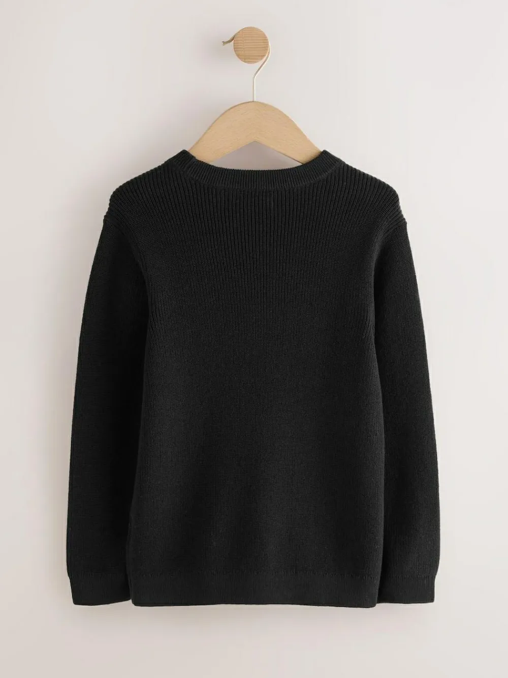 Online Next Black Without Stag Cotton Crew Neck Knitted Jumper (3-16yrs)