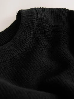 Online Next Black Without Stag Cotton Crew Neck Knitted Jumper (3-16yrs)