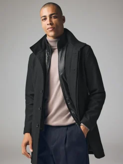 Next Wool Blend Mock Gilet Herringbone Padded Coat^ Coats & Jackets|Coats & Jackets