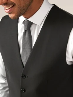 Next Black Wool Blend Motion Flex Suit Waistcoat