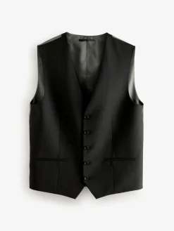 Next Black Wool Blend Motion Flex Suit Waistcoat