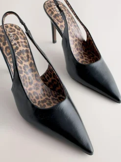 Hot Next Forever Comfort® Point Toe Slingback Heels Black/Animal