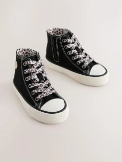 New Next Black/Animal Standard Fit (F) High Top Trainers