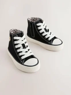New Next Black/Animal Standard Fit (F) High Top Trainers