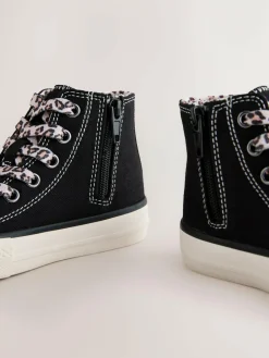 New Next Black/Animal Standard Fit (F) High Top Trainers