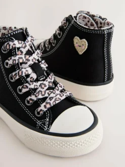 New Next Black/Animal Standard Fit (F) High Top Trainers