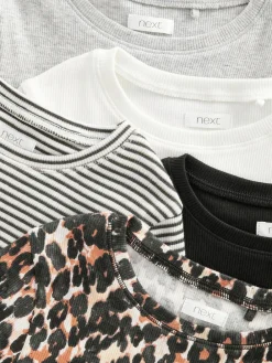 Next Ribbed Long Sleeve Tops 5 Pack (3-16yrs)^ Nightwear|Tops