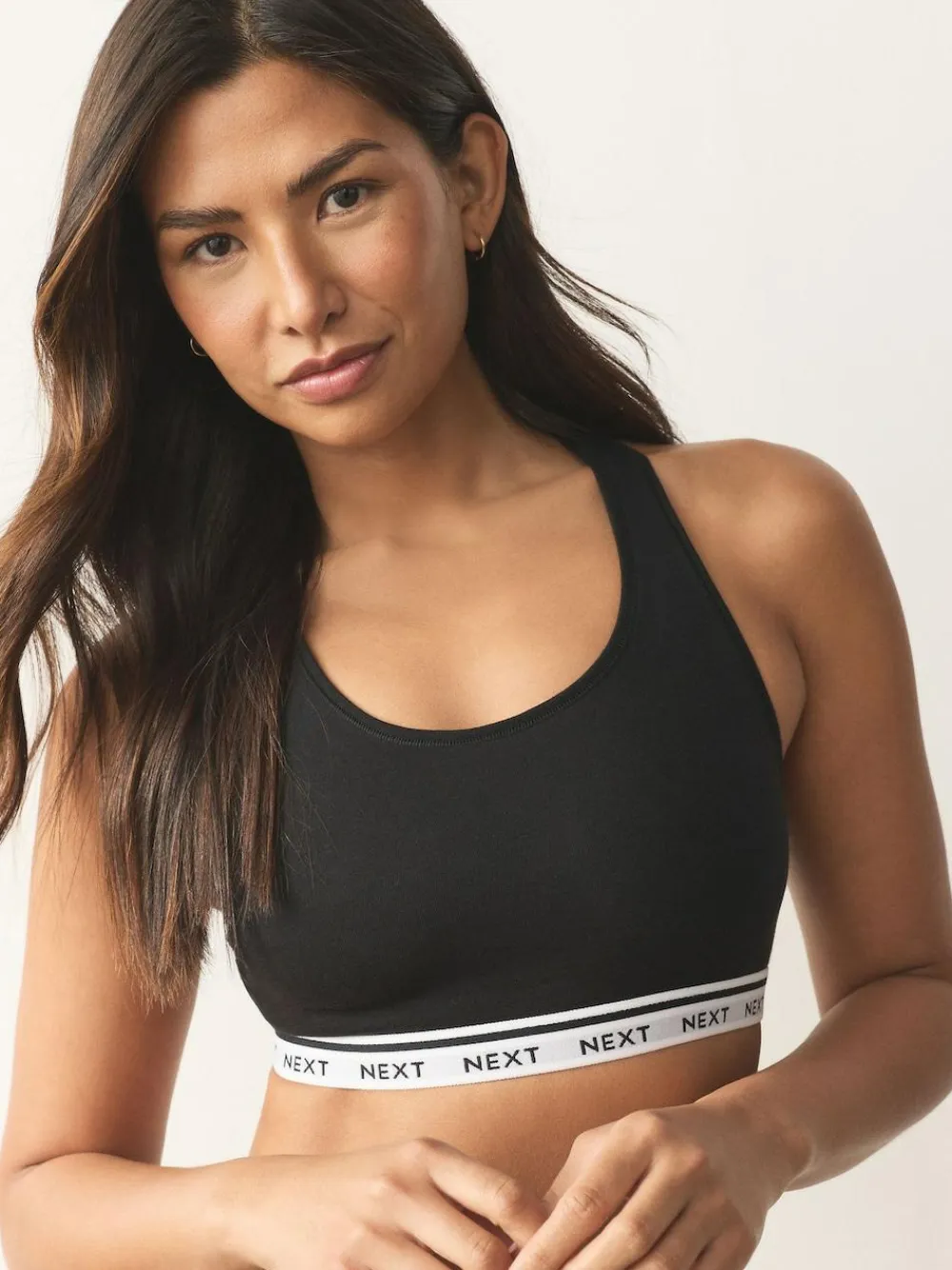 Next Black/Black/Grey/White Ultimate Comfort Cotton Logo Crop Bras 4 Pack^Women Bras